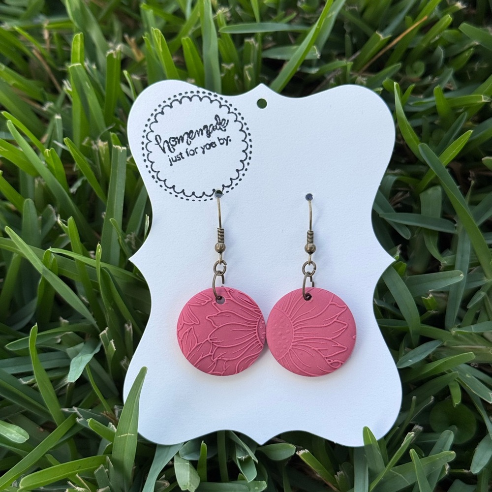 Pink Floral Handmade Earrings